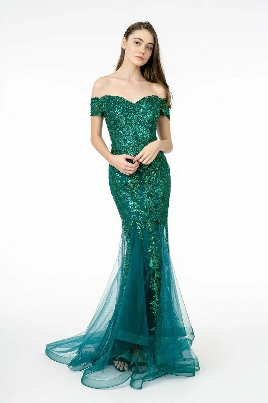 prom dresses with trainsSweetheart Neckline Glitter Mesh w/ Cut-Out Back Long Prom Dress GLGL1823