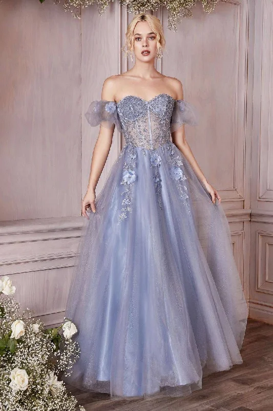 sequined prom dressesStrapless Layered Tulle Structured Embroidered Sequin Appliqué Long Ball & Prom Dress CDCD0191