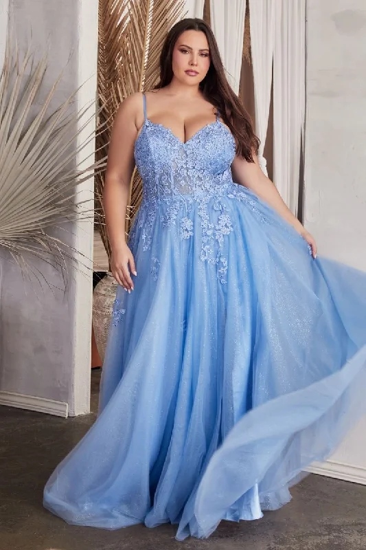 luxury prom dressesA-Line Lace & Tulle Sweetheart Embroidered Lace Plus Size Long Prom Dress CDC148C