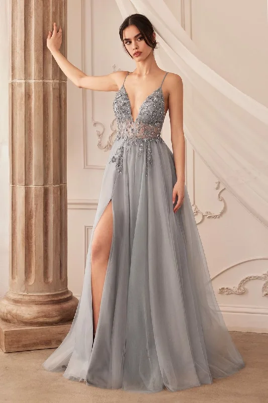 plus-size prom dressesOphelia Bead Tulle Gown Sheer Sequin Floral Motif Long Prom & Ball Dress CDA0672