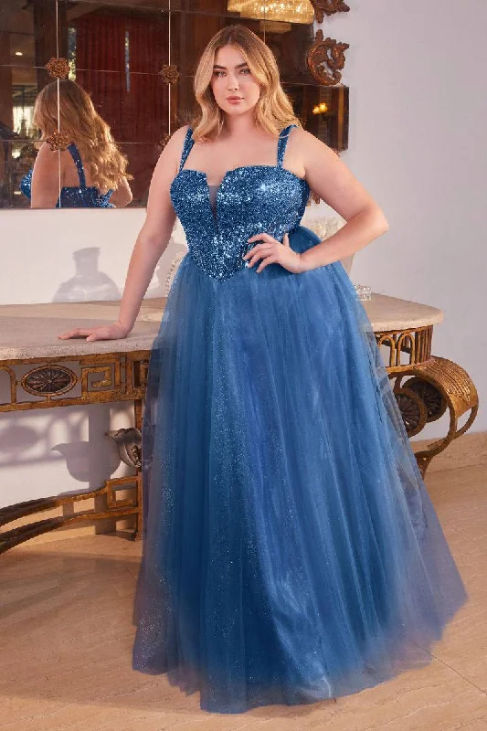 prom dresses with built-in petticoatsStrapless A-Line Embellished Bodice Plus Size Long Prom Dress CDCD0217C