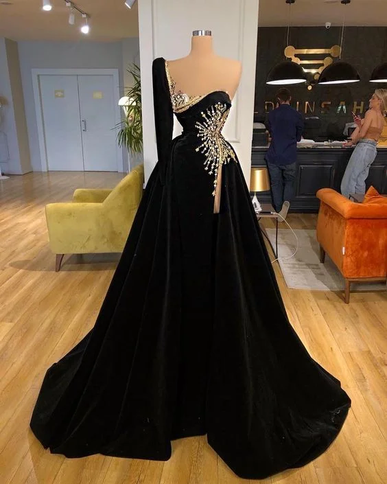 prom dresses for hourglass figuresBlack Long Prom Dresses,MD6954