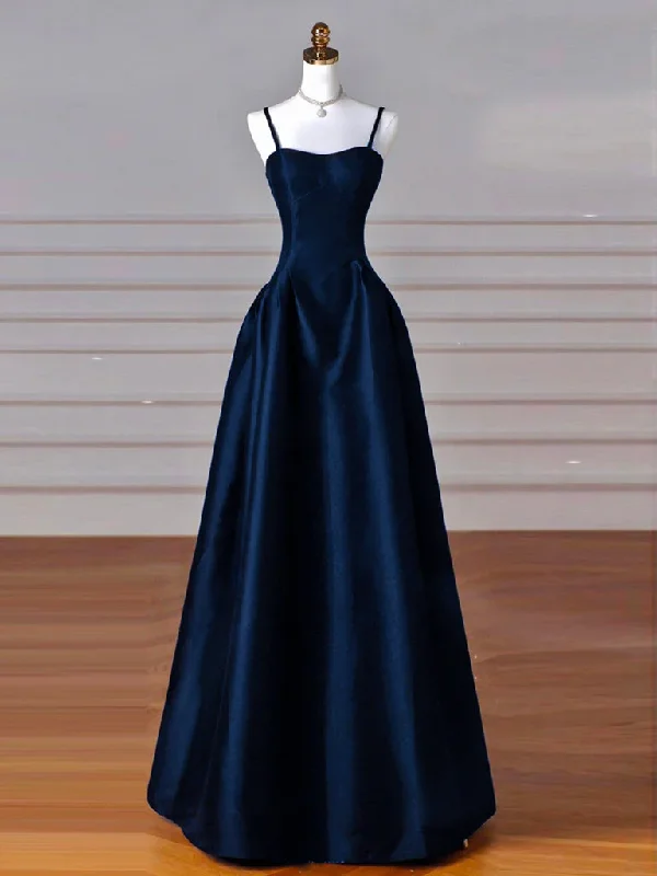 animal print prom dressesSimple A-Line Dark Blue Satin Long Prom Dress, Dark Blue Long Formal Dress  MD7238