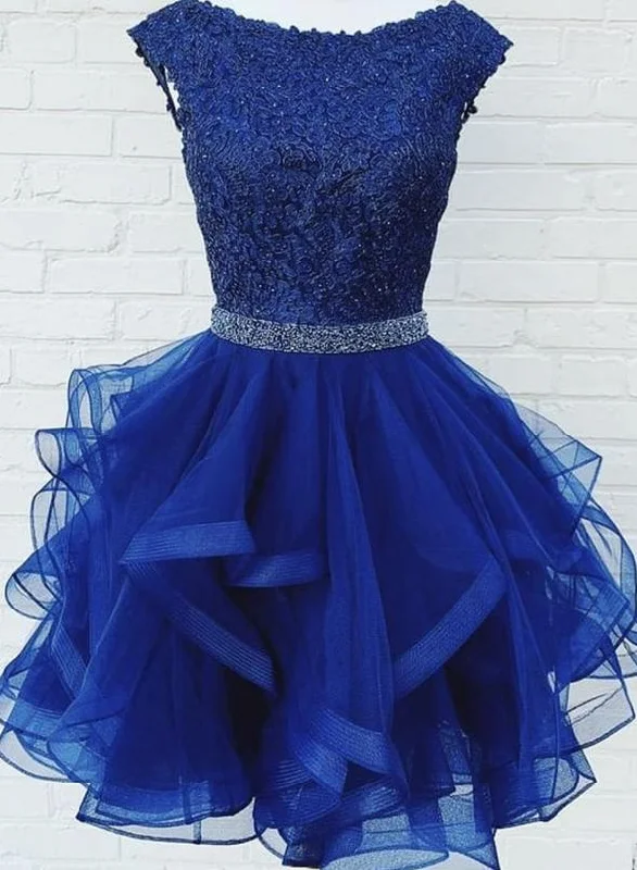 animal print prom dressesBlue tulle lace short prom dress homecoming dress M2320