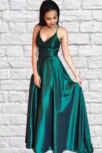 prom dresses for plus-size figuresSimple Hunter Green Long Prom Dress