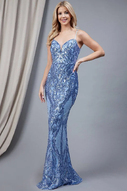 mermaid prom dressesIllusion V-Neck Embroidered Sequins Long Prom Dress