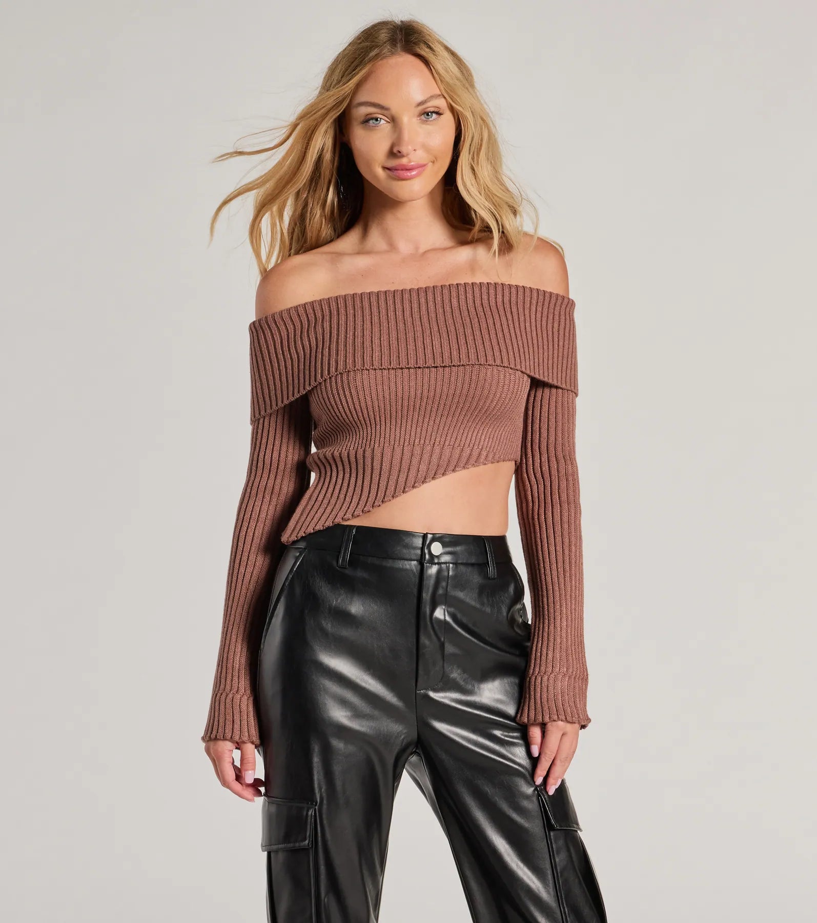 women's tops for everyday eleganceAlways Got The Glam Off-The-Shoulder Asymmetrical Crop Top