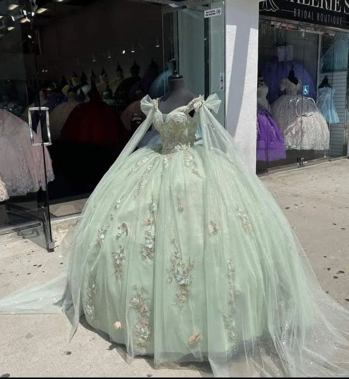 Formal Dress for Literary AwardsSage Green Tulle Quinceanera Dress,Ball Gown,Sweet 16 Dress Y5387