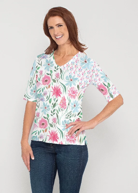 women's tops for those who love to experiment with fashionHello Dolly (8038) ~ Signature Elbow Sleeve V-Neck Top