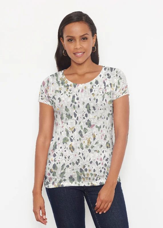 women's tops for picnics in the parkJazzy Spots (8055) ~ Short Sleeve Scoop Shirt