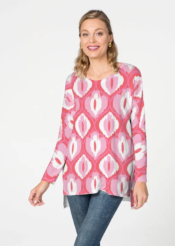 elegant women's topsIkat Buds Red/Pink (8096) ~ Slouchy Butterknit Top