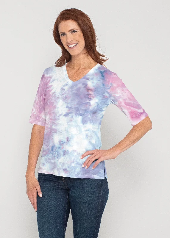 women's tops for cozy nights inBoho Ice (16230) ~ Signature Elbow Sleeve V-Neck Top