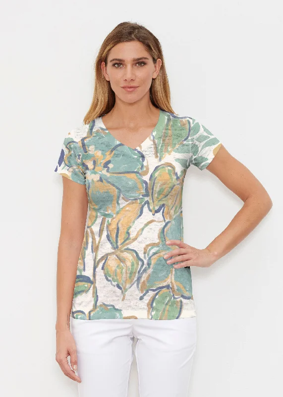 women's tops for date nightsStefania (8110) ~ Signature Cap Sleeve V-Neck Shirt