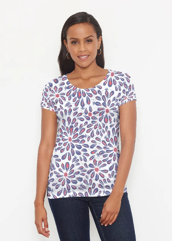 women's tops for cozy nights inSplashy Dots Fourth (8007) ~ Short Sleeve Scoop Shirt