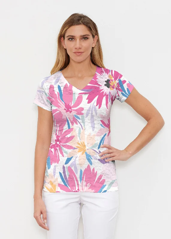 women's tops for those who love bold and vibrant colorsLoves me Loves me Not (8068) ~ Signature Cap Sleeve V-Neck Shirt