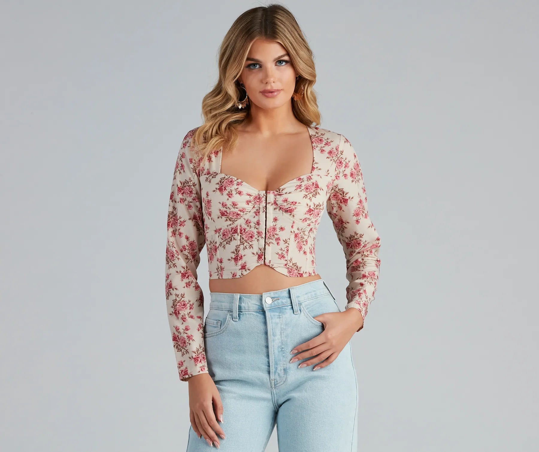 women's tops with sequin embellishmentsBoho Beauty Floral Corset Top