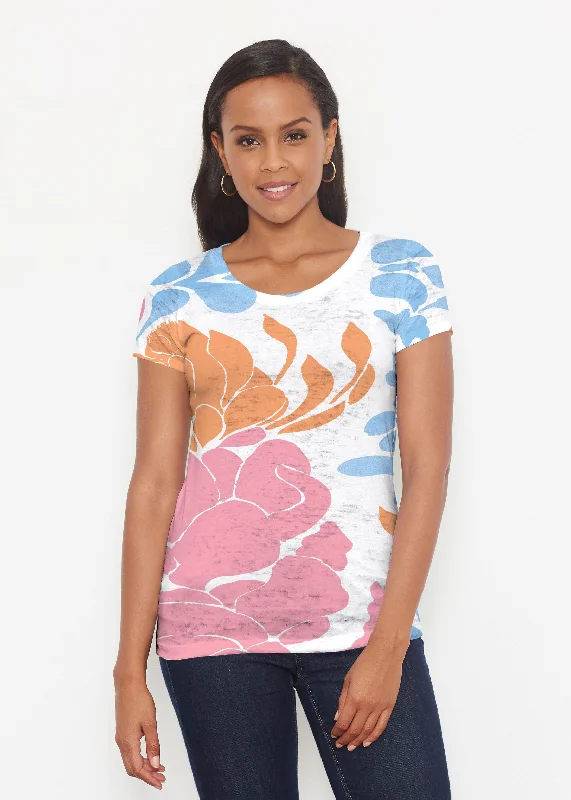 women's tops for those who want to add a bit of flair and personality to their looksLotus Pink/Orange (23058) ~ Short Sleeve Scoop Shirt