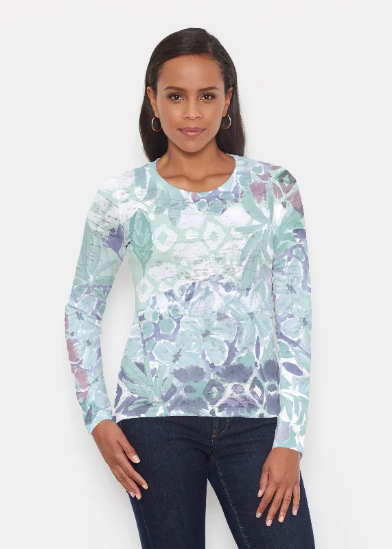 women's tops with bell sleevesBali Minty Blue (17291) ~ Signature Long Sleeve Crew Shirt