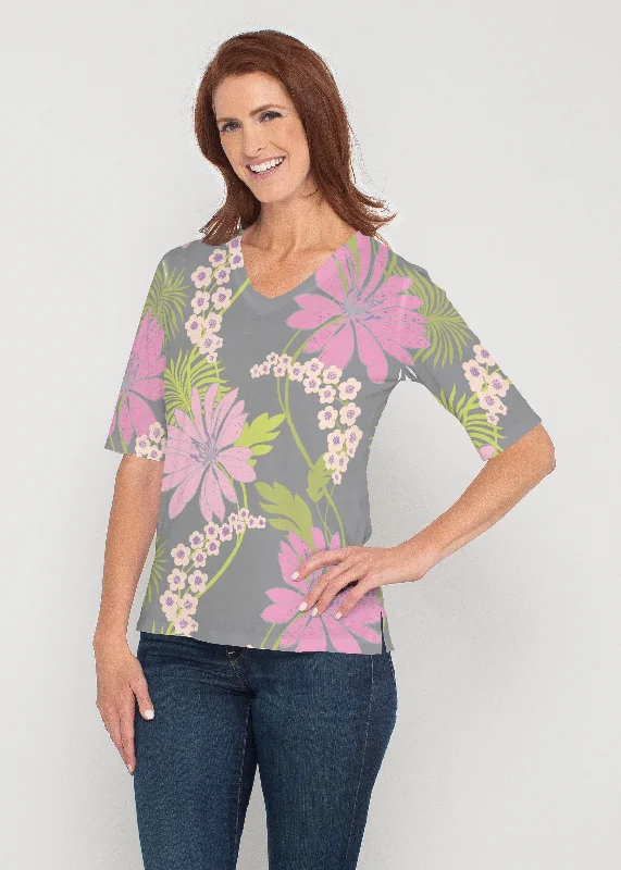 women's tops for creating capsule wardrobesLeeLee (14304) ~ Signature Elbow Sleeve V-Neck Top