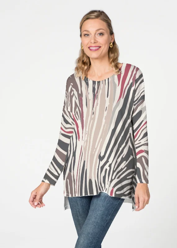 women's tops for wedding guest attireFruity Stripe Neutral (14305) Slouchy Butterknit Top