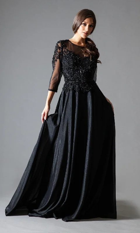 Formal Dress for WeddingsSheer-Sleeve Long Modest Formal Dress 7041