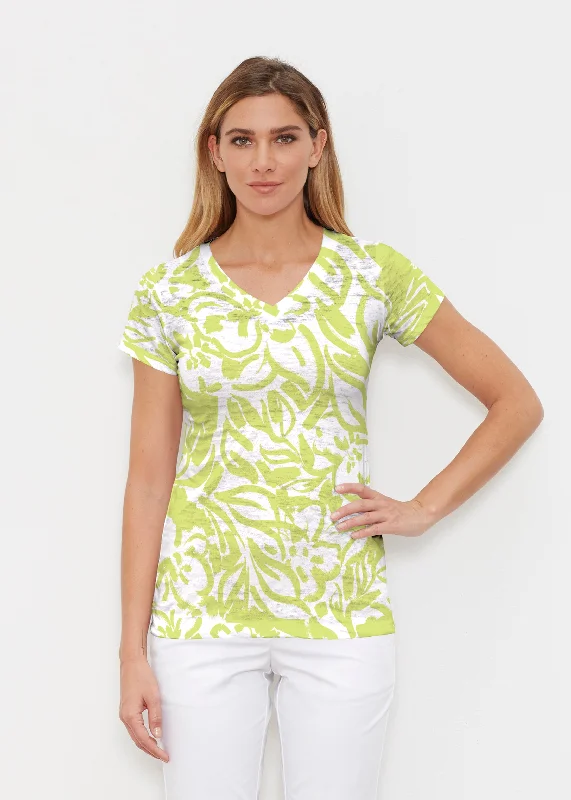 women's tops with lace-up frontsGreek Breeze Lime (8165) ~ Signature Cap Sleeve V-Neck Shirt