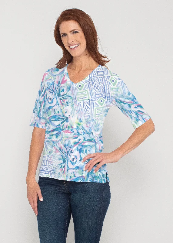 women's tops with sleeveless designsLilly (17234) ~ Signature Elbow Sleeve V-Neck Top