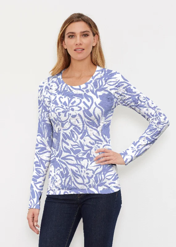 women's tops with sheer overlaysSummer Breeze Perri (8164) ~ Thermal Long Sleeve Crew Shirt