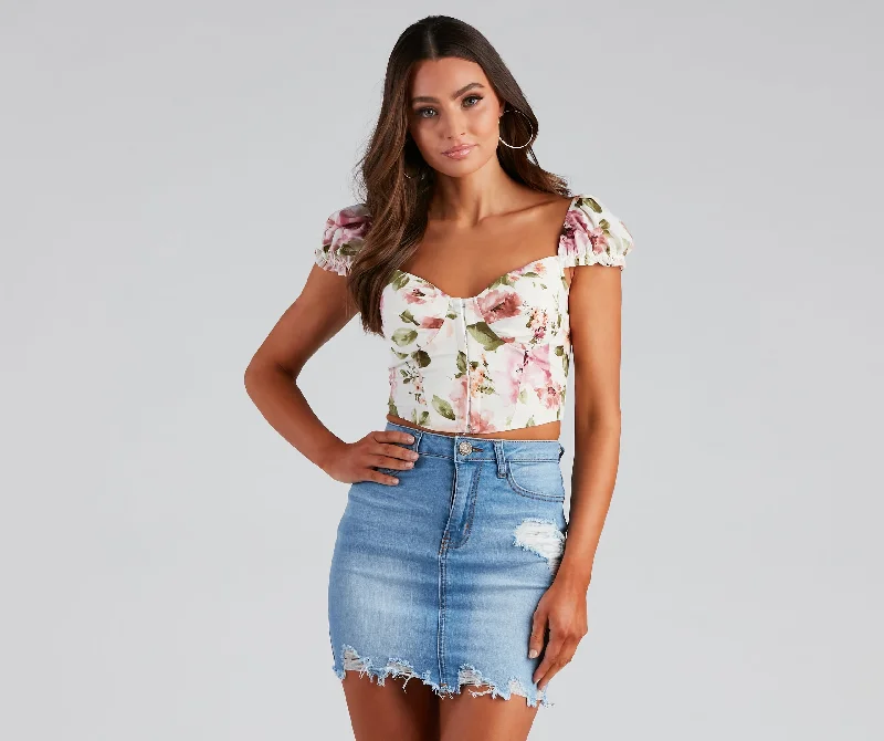 chic women's tops for everyday wearBring The Charm Floral Corset Top