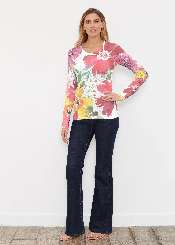 women's tops for mixing and matching with different bottomsFestive Bloom (8154) ~ Thermal Long Sleeve Crew Shirt