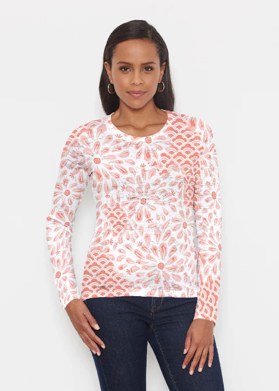 striped women's topsDaybreak Orange (8084) ~ Signature Long Sleeve Crew Shirt