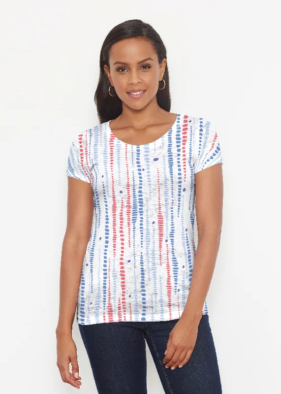 women's tops for relaxed weekendsPebble Dots Fourth (8008) ~ Short Sleeve Scoop Shirt