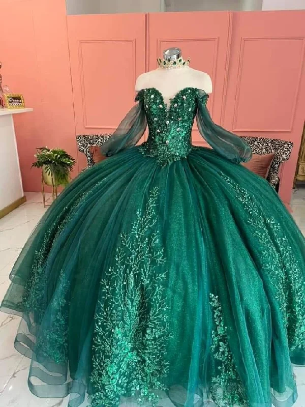 Formal Dress for Bohemian ThemesGlamorous Emerald Quinceanera Dress Sweet 16 Dress Ball Gown  Y5051