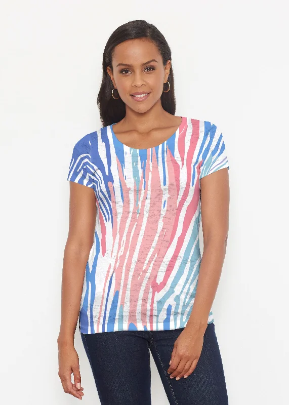 women's tops for evening soireesFruity Stripes (14272) ~ Short Sleeve Scoop Shirt