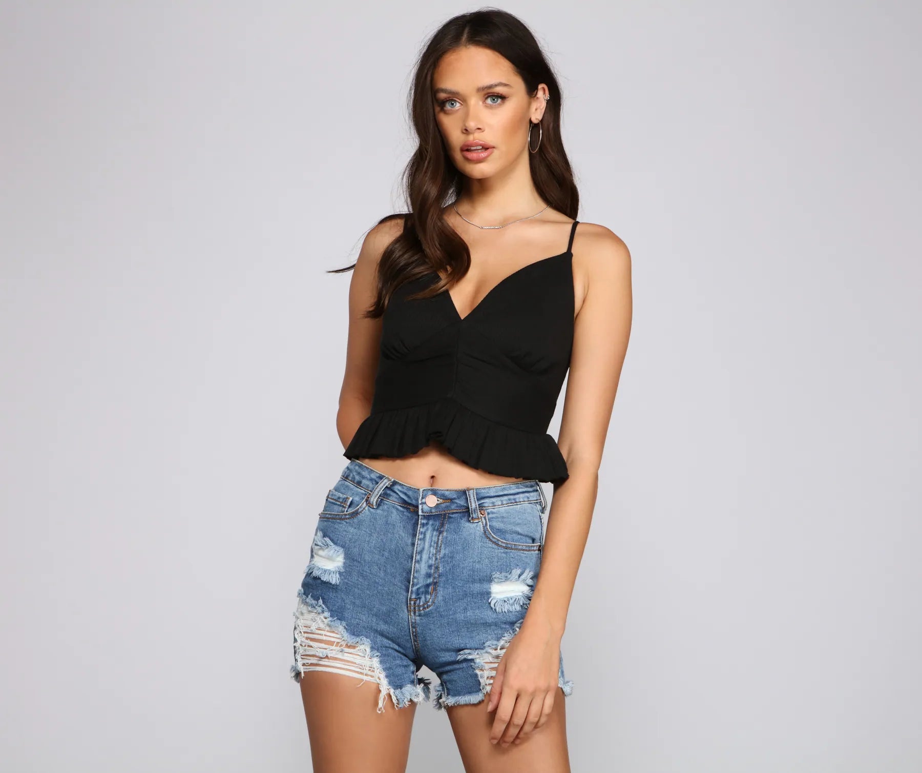 women's tops with bell sleevesFlirty Flair Ruffled Crop Top