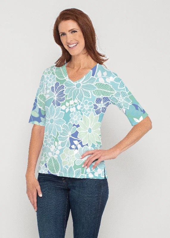 women's tops in solid colorsHawaii Isles (13609) ~ Signature Elbow Sleeve V-Neck Top