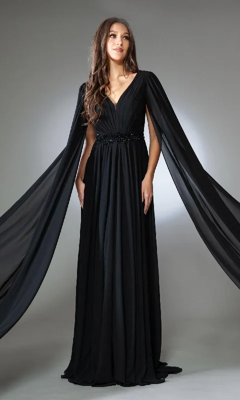 Formal Dress Shopping GuidesDrape-Sleeve Long Formal Dress AC0011