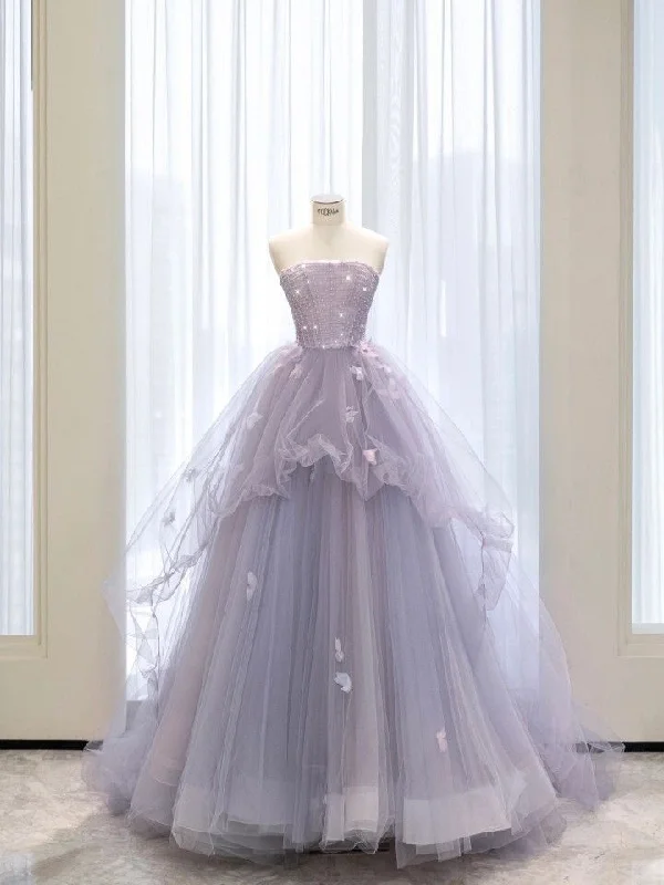 Formal Dress for Military BallsStrapless A-line Tulle Princess Dress,Chic Tulle Ball Gown  Y4498