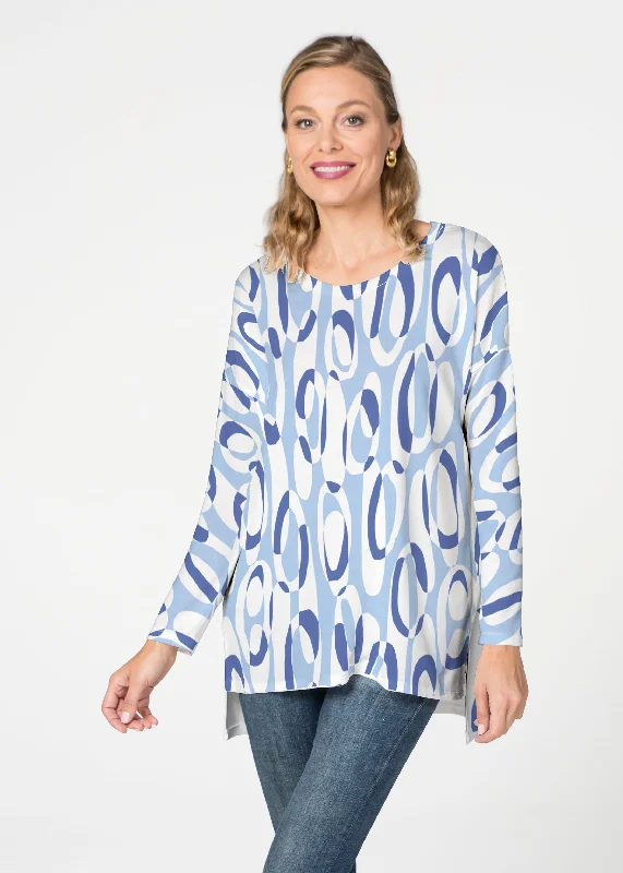 women's tops for those who love to dress up their casual looks with stylish topsLoop ta Loop Blue (8086) ~ Slouchy Butterknit Top