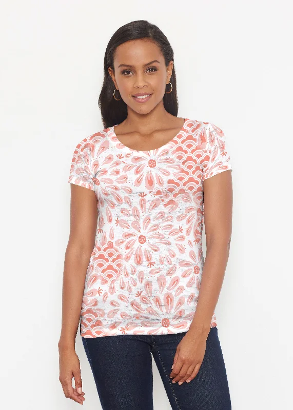 striped women's topsDaybreak Orange (8084) ~ Short Sleeve Scoop Shirt