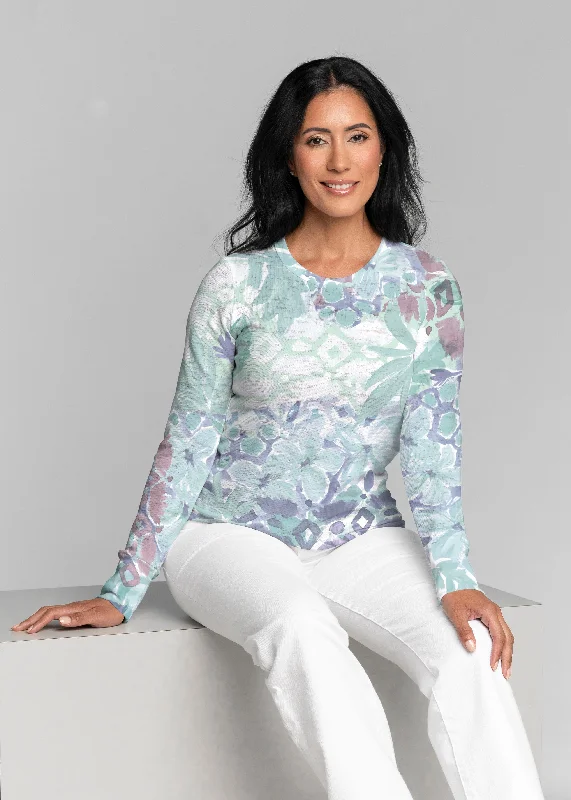 long-sleeved women's topsBali Minty Blue (17291) ~ Thermal Long Sleeve Crew Shirt