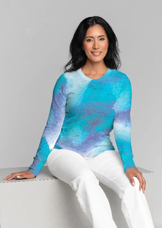 women's tops for those who love to mix and match prints and patternsGalaxy Blue (14311) ~ Thermal Long Sleeve Crew Shirt