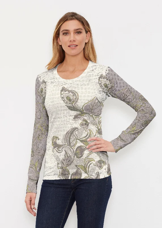 plus-size women's topsCrocodile Vine (8066) ~ Thermal Long Sleeve Crew Shirt