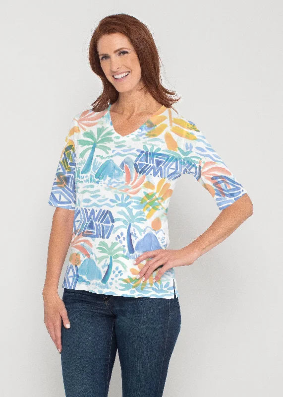 tank tops for womenBahama Mama (17256) ~ Signature Elbow Sleeve V-Neck Top