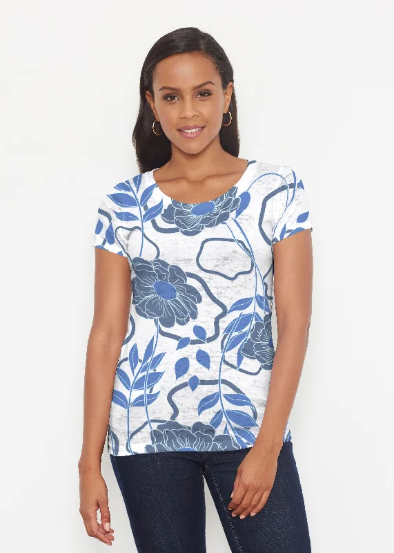 breathable women's tops for summerClarrissa Navy (8138) ~ Short Sleeve Scoop Shirt