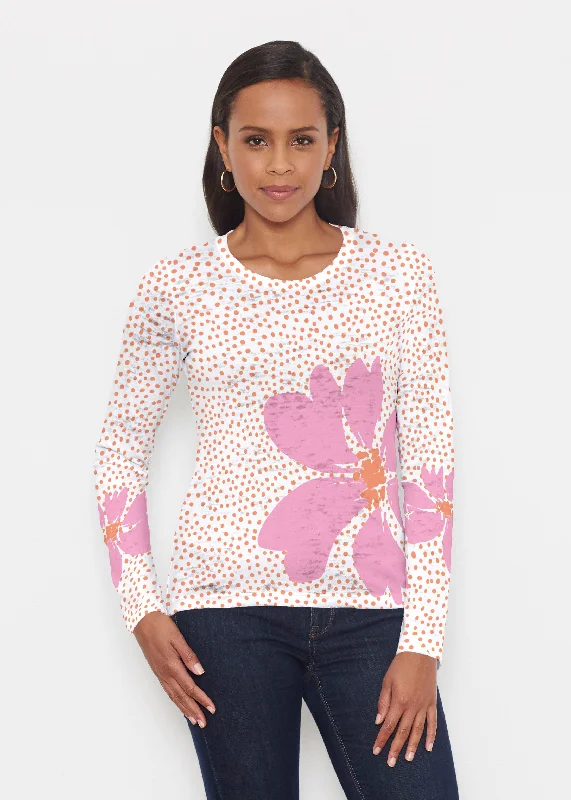 women's tops for those who want to stay on top of the latest fashion trends and wear pieces that are both stylish and on-trendDaisy Dots Pink (8079) ~ Signature Long Sleeve Crew Shirt