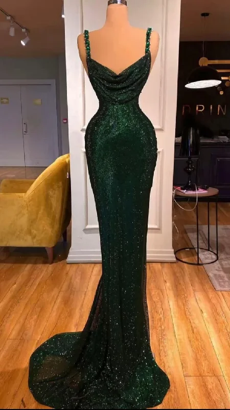 Formal Dress for Rustic ThemesStunning Emerald Green Mermaid Evening Dress Sleeveless Formal Gown Y123