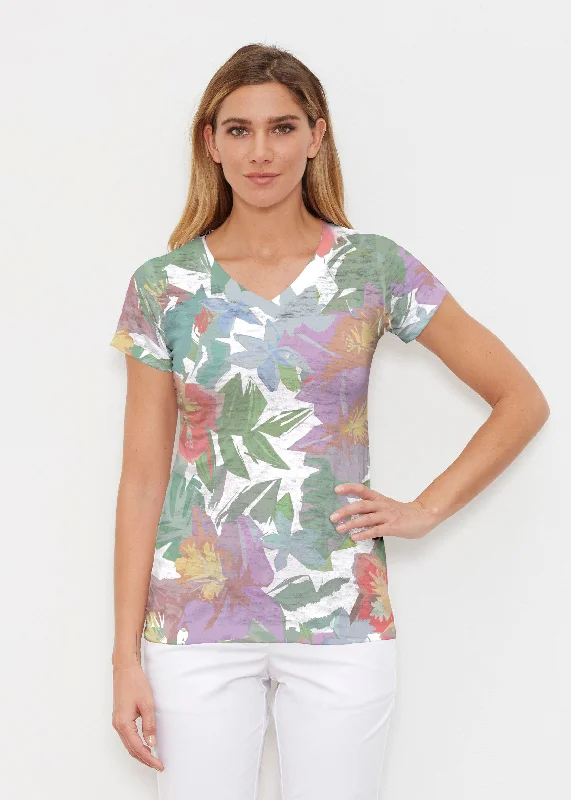 women's tops for those who want to make a fashion statementHibiscus Island (19212) ~ Signature Cap Sleeve V-Neck Shirt