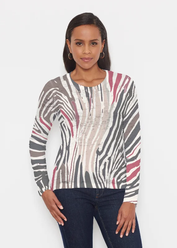 women's tops for boho-chic stylesFruity Stripes Neutral (14305) ~ Signature Long Sleeve Crew Shirt