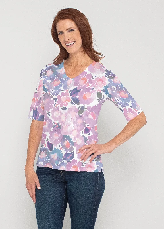 women's tops for fashion-forward individualsLilac (16255) ~ Signature Elbow Sleeve V-Neck Top